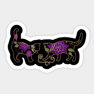 Cats Playing With Yarn With Gold Outline Sticker